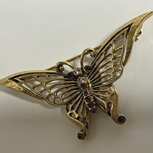 VTG Gold Tone Butterfly Rhinestones Commemorative Oscars Pin Brooch 2.25"x1.25"